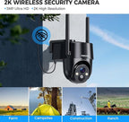 4G LTE Cellular Solar Security Camera Wireless Outdoor, No WiFi Solar Powered Camera, 360° Live View, 2K Color Night Vision, PIR Detection, 2-Way Audio, Motion Alert, Built in SIM Card, Easier to use