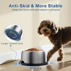 304 Stainless Steel Dog Bowls, Heavy Duty Dog Food Bowl with Extra Strong Non-Slip Mat, Thick Metal Base Water Bowl with Lick Mat for Small, Medium Dogs & Cats, Indoor/Outdoor (13.4 oz)