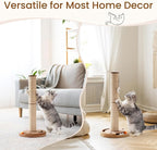 Mewoo Cat Scratching Post, 25'' Tall Cat Scratching Posts with Kitten Toys Cat Ball Track, 3-in-1 Scratch Posts for Indoor Cats, Natural Sisal Cat Scratcher Interactive Toy with Dangling Balls