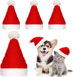 4 Pieces Cat Santa Hat Dog Christmas Hat with Adjustable Chin Cute Christmas Pet Costumes for Dogs Cats Winter Holiday Party Dress up Photo Props Supplies Gifts