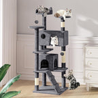 MoNiBloom 70 Inch Cat Tree Tower for Indoor Cats Large Adults, Tall Cat Tower with Scratching Post, Multi-Level Furniture Activity Center with Cat Condo Pet Play House, Smoky Grey