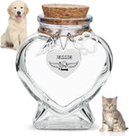 Personalized Pet Memorial Bottle,Engraved Heart Glass Urn for Dog & Cat Ashes/Fur, Custom Pet Name & Paw Print Keepsake, Pet Loss Memorial Gift for Pet Hair Memorial Keepsake
