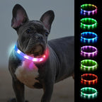 Joytale Light Up Dog Collar, Rainproof and Rechargeable LED, 9 Flashing Modes, Glow for Night Walking, Cuttable Soft Silicone Collar for Small and Medium Dogs, 17.7 Inch