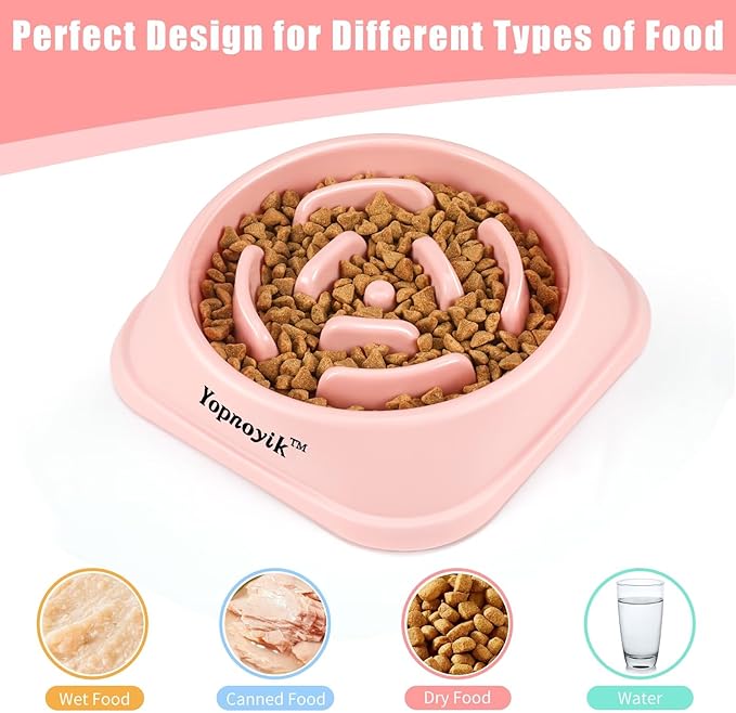 Slow Feeder Dog Bowls for Healthy Eating, Non-Slip and Anti-Choking Design, Reduces Bloating & Overeating for Medium Dogs and Cats, Easy to Clean