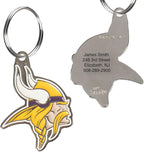 NFL Minnesota Vikings Engraving Pet ID Tags in 32 Team Logo Shapes Personalized Dog Tags and Cat Tags with 3 Lines of Customizable Text for Tracking & Safety. Stainless Steel Pet ID Tracking Tags