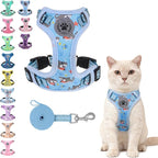 BEAUTYZOO Cat Harness, Escape Proof Cat Leash and Harness Set for Walking, Soft Breathable Vest Harness with Neck Adjustable, Reflective Easy-Control Kitten Harness for Cats,Shark-Blue S