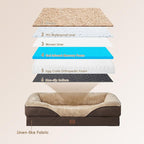 EHEYCIGA Memory Foam Dog Bed for Large Sized, Orthopedic Dog Sofa with Sides and Waterproof Liner, Washable Bolster Pet Bed Couch with Removable Cover, 36x27x7 Inch, Brown