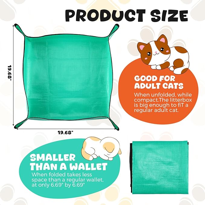 25 Pcs Disposable Travel Litter Box for Cat Dog Foldable Litter Box Collapsible Waterproof Pet Supplies for Kitten Indoor Outdoor, 19.69 x 19.69 Inch