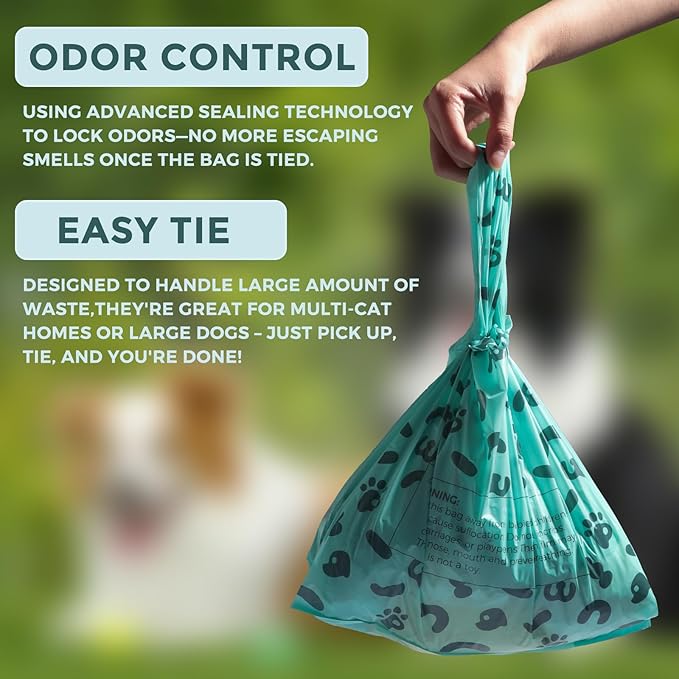 100 Count Extra Large Dog Poop Bags with Handle, fit for Swivel Bin Pooper Scooper,CornStarch Based Heavy Duty and Leak-Proof Waste Bags for Dog & Cat Litter(Lavender Scent)