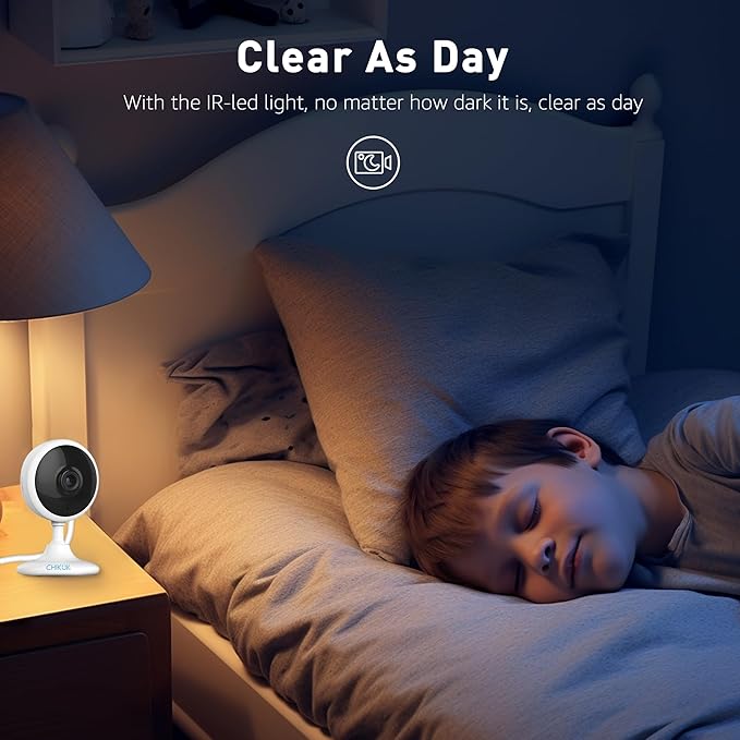 Indoor Security Cameras, 2k WiFi Home Camera with Night Vision, 2-Way Talk, Elder/Pet Cam, Baby Monitor with Smart Motion Detection, Cloud & SD Card Storage, Works w/Alexa, 2pcs