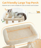 Cat Tree Large Cat Tower Tree 68" Multi-Level Cat Tower for Indoor Cats with Sisal Scratching Posts, Widen Cat Perche, Square Hammock, 2 Widen Condos, Scratching Posts, Beige