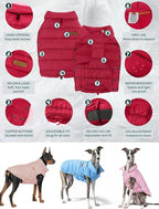 SPACE LION Puffer Jacket, Down Winter Coat, Waterproof, Windproof, Lightweight Jacket, Adjustable Fit for Large Dogs(Red,2XL)