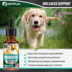 Premium Probiotics for Dogs & Cats - Digestive Enzymes & Prebiotics Supplement - Supports Digestive Health & Gut Balance - 2 Fl Oz