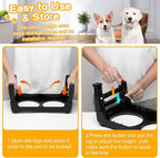 Elevated Dog Bowls for Small Medium Dogs, 3 Height Adjustable Raised Stand with 2 Thick 6" Stainless Steel Food Bowls, Non-Slip Feeder Adjusts to 2.75", 6", 7.5", Black