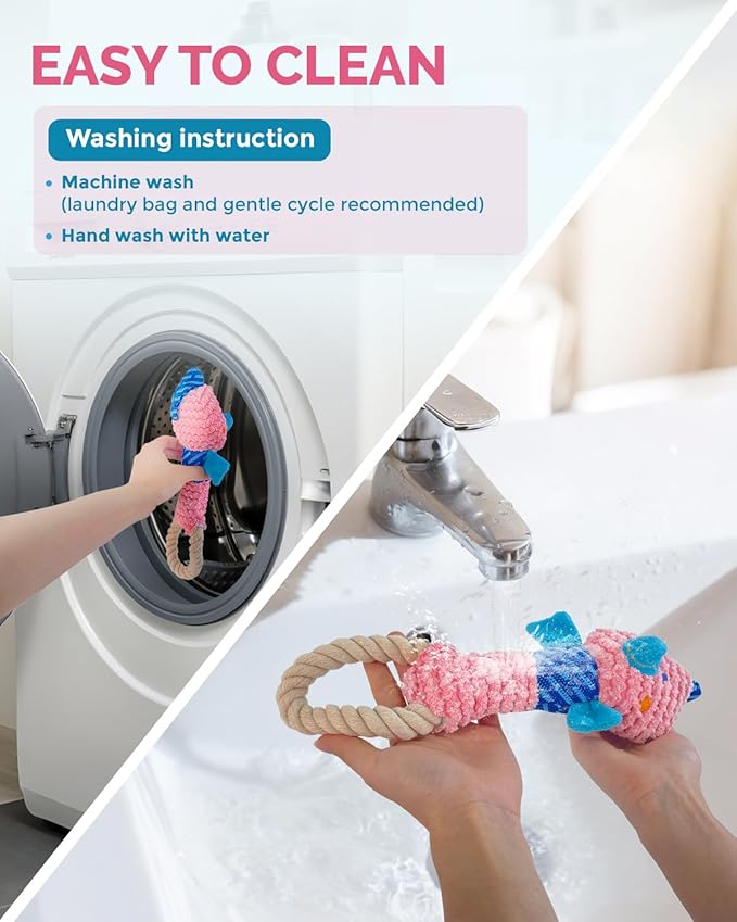 Squeaky Dog Toys for Medium Dogs - Durable Dog Toys for Aggressive Chewers to Keep Them Busy - Interactive Plush Chew Toy with Squeaker for Training Reward & Gift - Pink