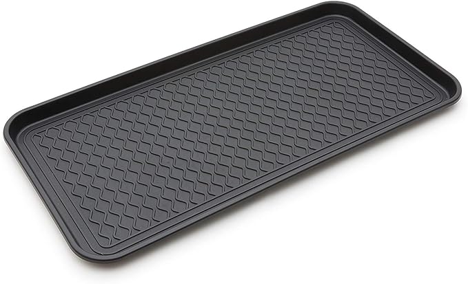 2 Pack Multi-Purpose 30x15 Tray with a Bonus Doormat for Boots, Shoes, Plants, Pet Food, Pet Cage, Litter Box. Decorative Large Boot Tray with Lip/Sides for Indoor/Outdoor Entryway