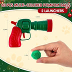 Cat Toy Set (2+60) - Pom Pom Balls & Launchers, Interactive Enrichment Toys