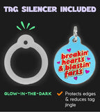 Personalized QR Code Dog Tags - Choose from 25+ Tag Designs - QR Code Links to Your Profile - Unique, Cute, Funny, Sassy Pet ID Tag (Breakin' Hearts & Blastin' Farts, Large (1.25 inch))