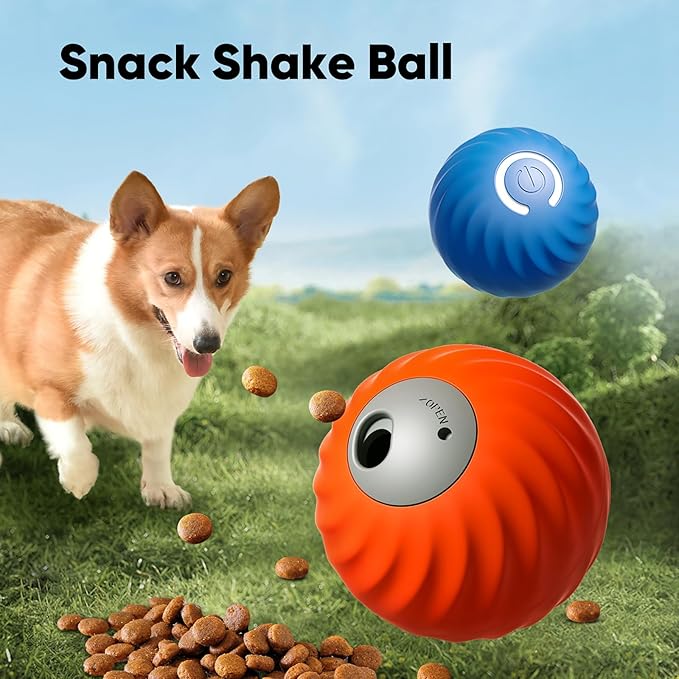 Zoomie 2.0 Buddy – Interactive Dog Toys Ball，Dog Treat Toys and Toys for Aggressive chewers to Keep Them Busy Automatic Rolling BallToy Puppy Puzzle Feeder Dog Toy with Treats Inside,USB Rechargeable