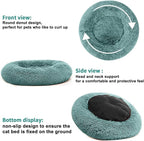 Dog Bed for Small Medium Large Dogs, 24 inch Calming Dogs Bed, Washable-Round Cozy Soft Pet Bed for Puppy and Kitten with Slip-Resistant Bottom