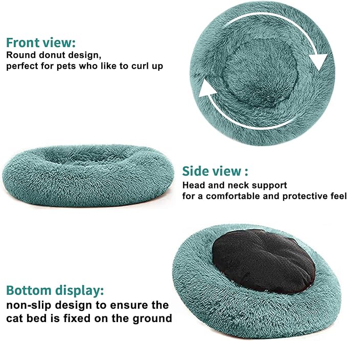Cat Beds for Indoor Cats,20 Inch Dog Bed for Small Melium Large Dogs, Washable-Round Pet Bed for Puppy and Kitten with Slip-Resistant Bottom