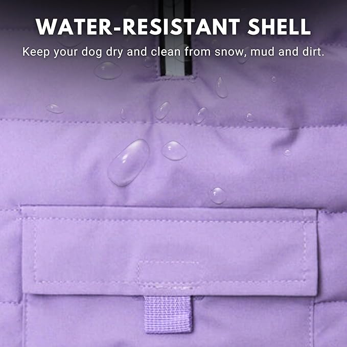 Spark Paws Dog Winter Jacket, Water-Resistant Coat, Warm Reflective Windproof Fleece-Interior, for Medium and Large Dogs - Lilac - XL