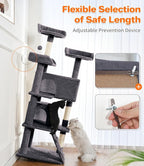 Made4Pets Cat Tree 54in Cat Tower for Indoor Cats Kitten Tree Multi-Level Cat Tree with 2 Condo Furniture Activity Center with Scratching Posts Funny Toys Kittens Pet Play House, Dark Grey