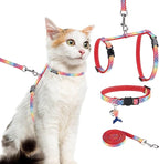 PAWCHIE Cat Harness with Leash and Collar Set - Escape Proof Adjustable Glow in The Dark Cat Harness for Kitty Outdoor Walking Multicolor