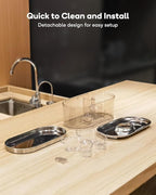 Cat Water Fountain Cordless, 108oz/3.2L Cengcen Wireless Pet Water Fountains Battery Operated 5000mAh, Chew-Proof Charging Cable with Adapter, Stainless Steel Transparent, Premium Edition