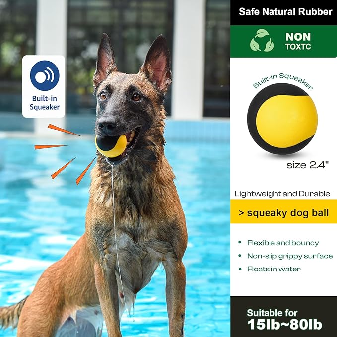 Squeaky Floating Dog Toy – Interactive Water Ball for Fetch & Pool Play, Durable Cognitive Ball for Smart Dogs,Ideal for Medium & Large Dogs