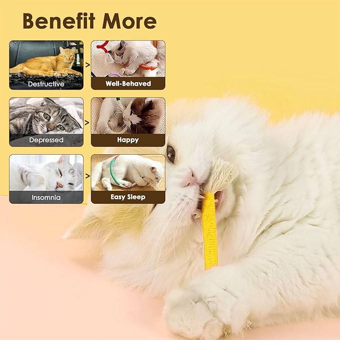 3 PCS Cotton Rope Cat Toys with 1 Pack Catnip for Indoor Cats, Interactive Cat Rope Toys with Silvervine Fruit for Cats and Kittens, Handmade Pet Chew Toys for Teeth Cleaning