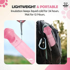 Gulp by Duna 18oz Travel Dog Water Bottle with Paw-Shaped Bowl, Insulated Stainless Steel | Leakproof Portable with Carry Strap for Outdoor Walking, Hiking & Pet Hydration On-The-Go | Pink