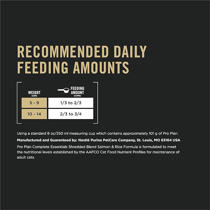 Purina Pro Plan Complete Essentials Shredded Blend Salmon and Rice Formula Adult High Protein Cat Food - 14 lb. Bag