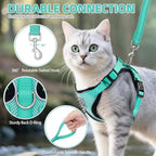 PUPTECK Cat Harness and Leash Set Escape Proof Reflective Cat Walking Harness Adjustable Soft Breathable Mesh Vest for Small Pets, Aquamarine, M
