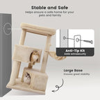 Gardner Pet 41" Tall Cat Tree for Large Cats, Heavy Duty Cat Tower with 3.2in Posts & Washable Top Perches, Space-Saving Cat Furniture with Replaceable Natural Sisal for Apartments, Easy to Assembly