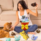 Squeaky Dog Toys, 11 Pcs Interactive Dog Plush Toy Collection in Flower Bouquet Packaging,10 Adorable Animal Plushies for Endless Play & Training