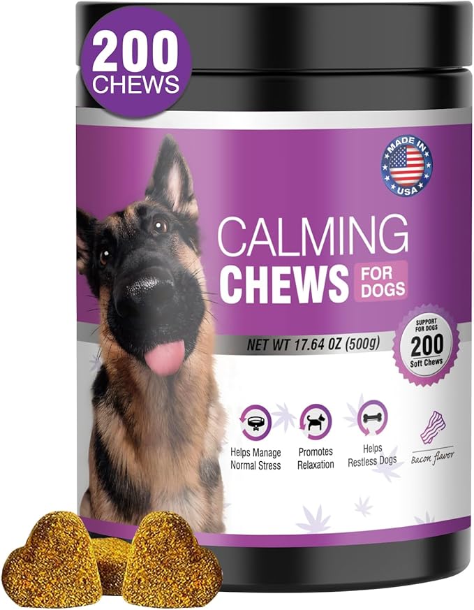 Hemp Calming Chews for Dogs 200pc Dog Calming Treat and Bites with Hemp Oil - Anxiety and Stress Relief Treats for Dogs Puppy Melatonin Sleep Aid Calm Dog with Noise,Thunder,Barking,Separation,Chewing