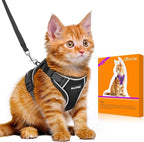 Halypet Cat Harness and Leash Set - MAX Safety 4th-Gen Upgrade, Escape Proof, Adjustable, Comfortable Soft Vest, Easy to Wear Kitten Harness with Reflective Strip for Cats Walking - Small Black