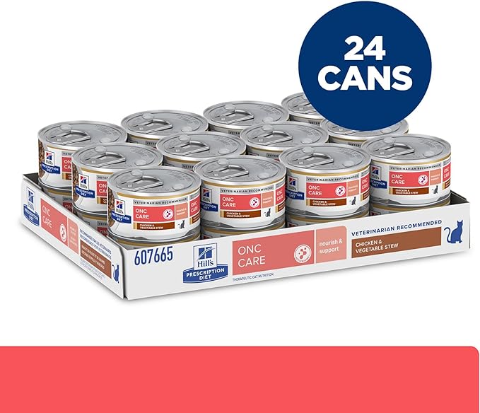 Hill's Prescription Diet ONC Care Wet Cat Food, Chicken & Vegetable Stew, Veterinary Diet, 2.9 oz. Cans, 24-Pack