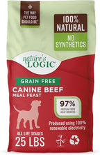 Nature's Logic Grain-Free Dry Dog Food - All-Natural, High Protein, No Synthetic Vitamins/Minerals - Gluten Free - Supports Healthy Digestion - All Breeds & Ages - Beef Meal Feast, 25lbs