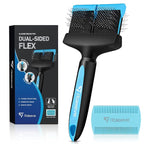Dual Flex Slicker Brush Dog Brush, Gentle Grooming Tool for Sensitive Dogs & Cats - Ideal for Long Hair, Removes Undercoat, Tangles, and Knots