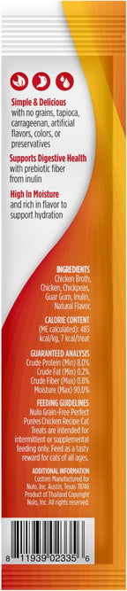 Nulo Freestyle Grain-Free Perfect Purees Premium Wet Cat Treats, Squeezable Meal Topper for Felines, High Moisture Content to Support Cat Hydration, 48 x 0.5 Oz, Chicken