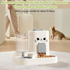 1.6L Auto Gravity Pet Feeder and 0.6L Water Dispenser Set, Automatic Cat Food and Water Dispenser, Gravity Pet Feeder for Small Medium Dog Puppy Cat Kitten (Gray)