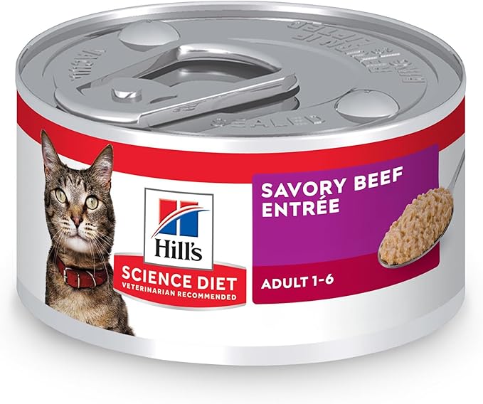 Hill's Science Diet Adult 1-6, Adult 1-6 Premium Nutrition, Wet Cat Food, Beef Minced, 2.9 oz Can, Case of 24