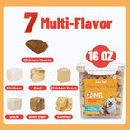 Just Try 16OZ Freeze-Dried Dog Teats Mix for Dogs & Cats - Chicken, Duck, Salmon, Cod, Liver & Heart - Grain-Free, Training & Treats