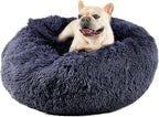 Himax Medium Dog Bed, Round Dog Bed with Blanket Attached, Comfort Fluffy Calming Dogs Beds Washable (20"/26"/35") Deep Grey