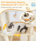 Cat Tree Large Cat Tower Tree 68" Multi-Level Cat Tower for Indoor Cats with Sisal Scratching Posts, Widen Cat Perche, Square Hammock, 2 Widen Condos, Scratching Posts, Beige