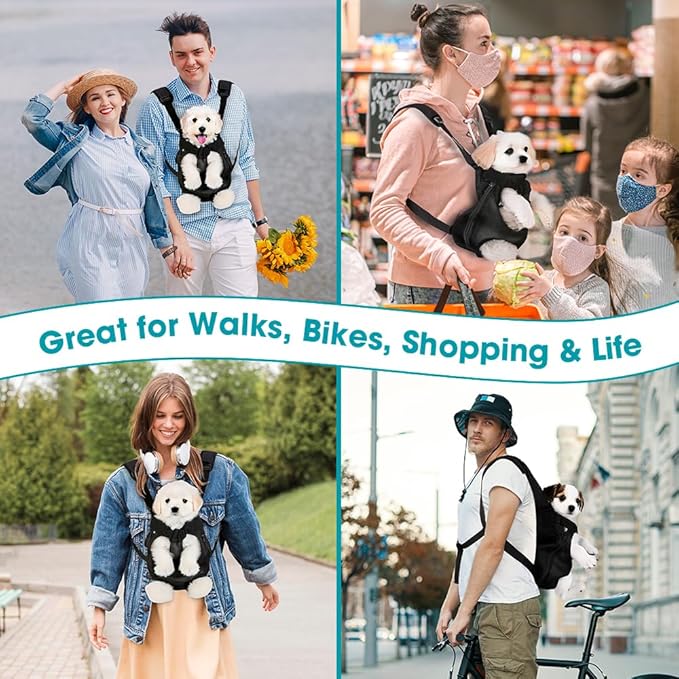 Dog Backpack Carrier, Adjustable Pet Front Carriers, Legs Out Carrying Sling Travel Bag for Small Medium Dogs 2.5-4 Lbs, Soft Wearable Puppy Chest Carry Backpacks for Walking/Hiking/Camping/Traveling