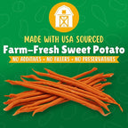 Sweet Potato Straws Dog Treats 7oz. – All Natural, Chewy Veggie Treats for Small & Medium Dogs – Training Reward Made in USA – Shareable Small Treats