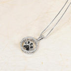 Jewelili Sterling Silver Dancing Dog Paw Pendant Necklace for Women | Treated Black or Blue & Natural White Round Diamonds | 18" Box Chain | Luxury Jewelry Gift for Her | Gift Box Included